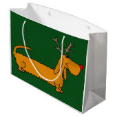 Funny Kerstmis Dachshund Reindeer Groot Cadeauzakje (Achterkant Gekanteld)