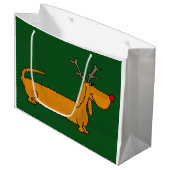 Funny Kerstmis Dachshund Reindeer Groot Cadeauzakje (Voorkant Gekanteld)