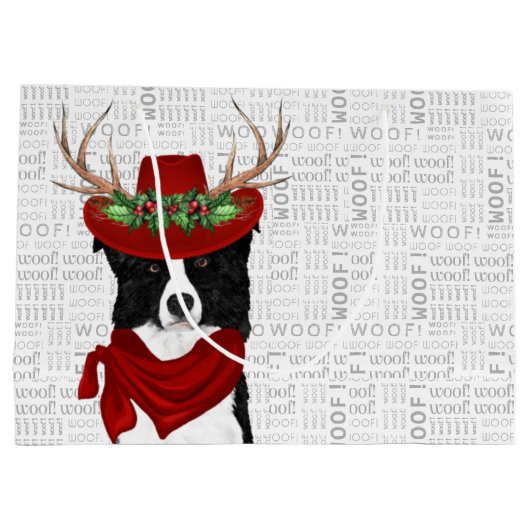Funny Kerstmis Dog Border Collie Lover Groot Cadeauzakje (Achterkant)
