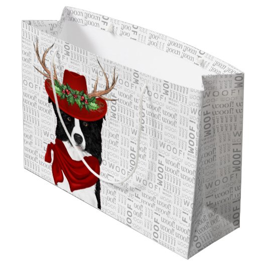 Funny Kerstmis Dog Border Collie Lover Groot Cadeauzakje (Achterkant Gekanteld)