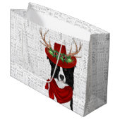 Funny Kerstmis Dog Border Collie Lover Groot Cadeauzakje (Voorkant Gekanteld)