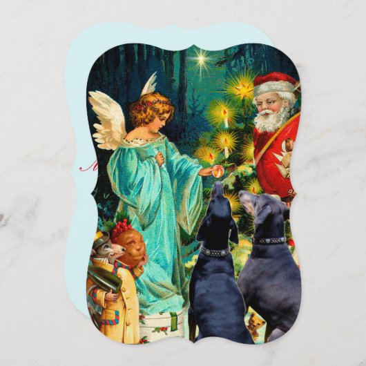 Funny Kerstmis Dog Doberman kaart (Voorkant / Achterkant)