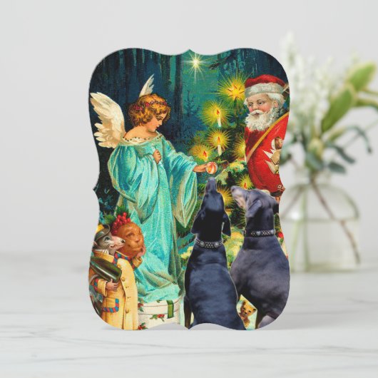 Funny Kerstmis Dog Doberman  kaart (Staand voorkant)