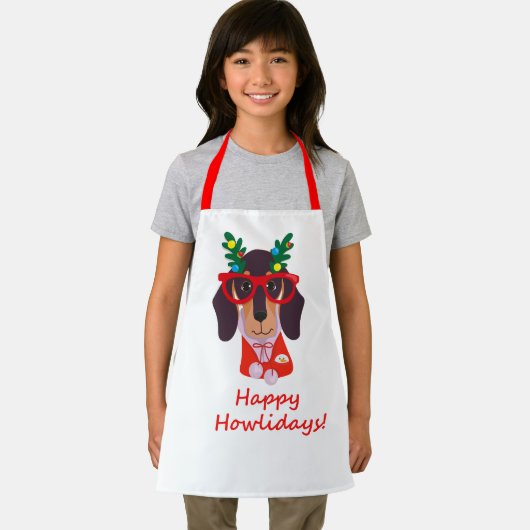 Funny Kerstmis Dog Festive Holiday Dachshund Cute Schort (Insitu)