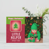 Funny Kerstmis Elf Cute Baby Holiday Fotokaart Feestdagenkaart (Staand voorkant)