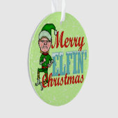 Funny Kerstmis Elf Merry Elfin Bah Humbug Ornament (voorkant)