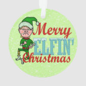 Funny Kerstmis Elf Merry Elfin Bah Humbug Ornament (achterkant)