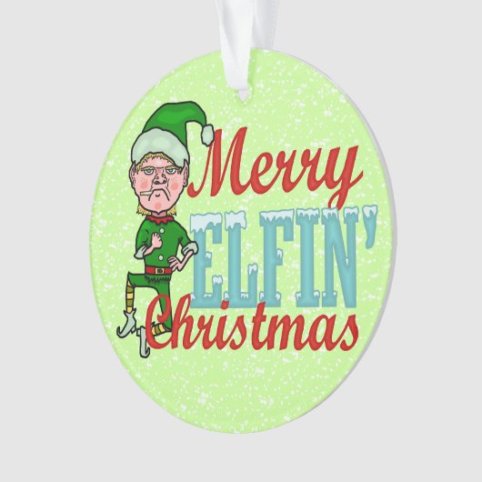 Funny Kerstmis Elf Merry Elfin Bah Humbug Ornament (voorkant)