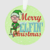 Funny Kerstmis Elf Merry Elfin Bah Humbug Ornament (voorkant)
