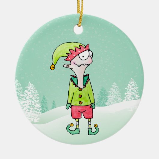 Funny Kerstmis Elf Ornament (Voorkant)
