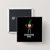 Funny Kerstmis Elfie Vierkante Button 5,1 Cm (Voorkant /achterkant)