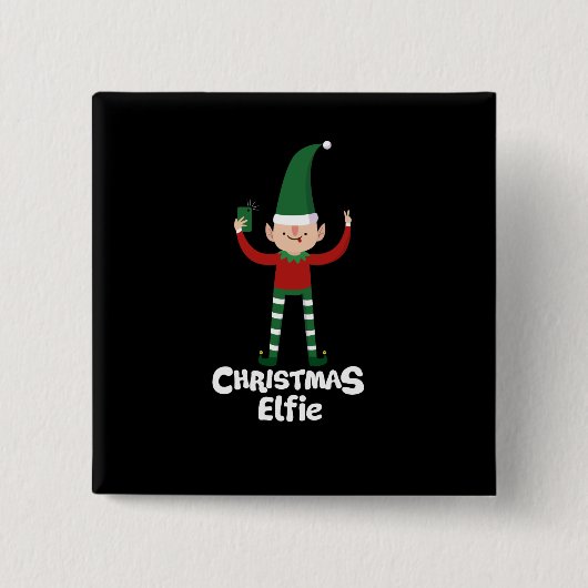 Funny Kerstmis Elfie Vierkante Button 5,1 Cm (Voorkant)