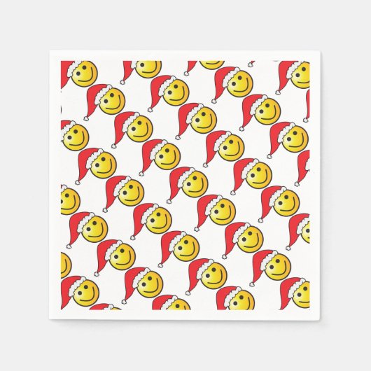 Funny Kerstmis Emoji Santa Hat Pattern Servet (Voorkant)