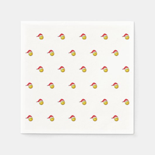 Funny Kerstmis Emoji Santa Hat Pattern Servetten (Voorkant)