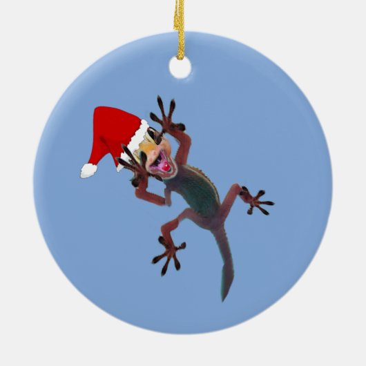 Funny Kerstmis Gecko Lizard Keramisch Ornament (Achterkant)