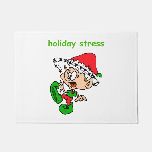Funny Kerstmis Joke Cute Elf Holiday Stress Deurmat (Voorkant)