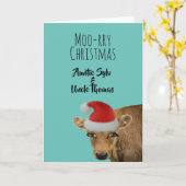 Funny Kerstmis Koe tante & oom Kaart (Gele Bloem)