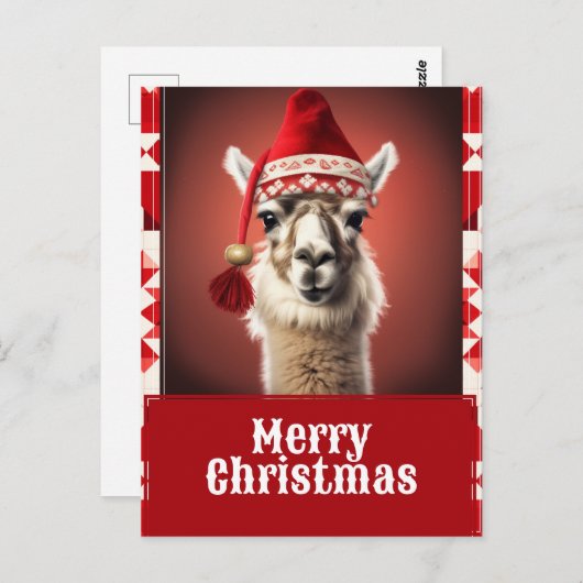 Funny Kerstmis Llama Briefkaart (Voorkant / Achterkant)