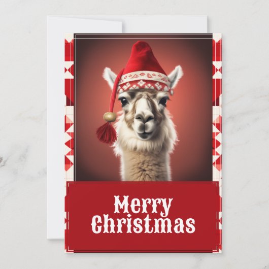 Funny Kerstmis Llama Feestdagenkaart (Voorkant)