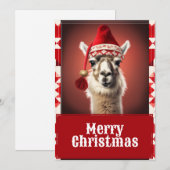 Funny Kerstmis Llama Feestdagenkaart (Voorkant / Achterkant)