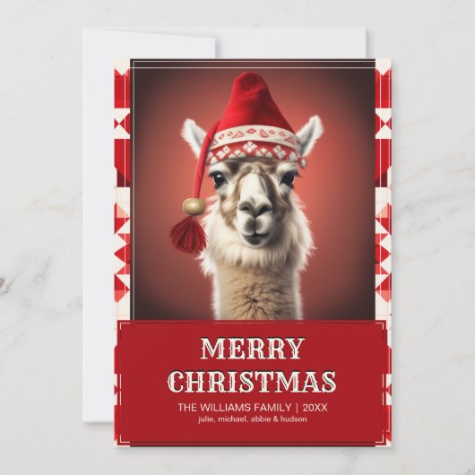 Funny Kerstmis Llama Kaart (Voorkant)
