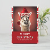 Funny Kerstmis Llama Kaart (Staand voorkant)