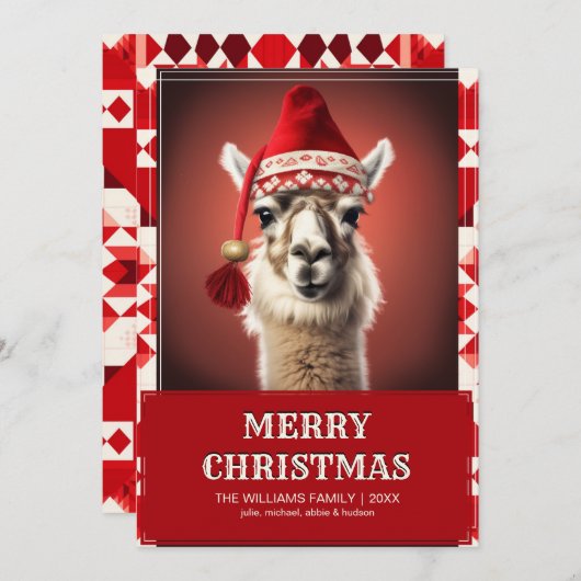 Funny Kerstmis Llama Kaart (Voorkant / Achterkant)