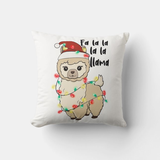 Funny Kerstmis Llama Kussen (Voorkant)