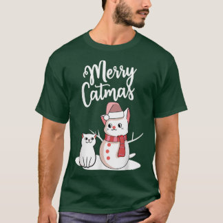 Funny Kerstmis Merry Catmas kat snewcat snowman g T-shirt