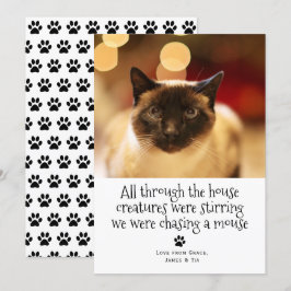 Funny Kerstmis met een kat Feestdagenkaart