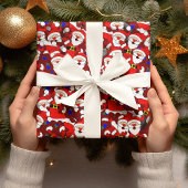 Funny Kerstmis Modern Whimsical Santa Collage Cadeaupapier