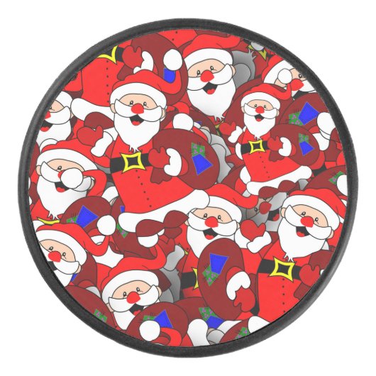 Funny Kerstmis Modern Whimsical Santa Collage Hockey Puck (Voorkant)