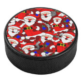 Funny Kerstmis Modern Whimsical Santa Collage Hockey Puck (3/4)