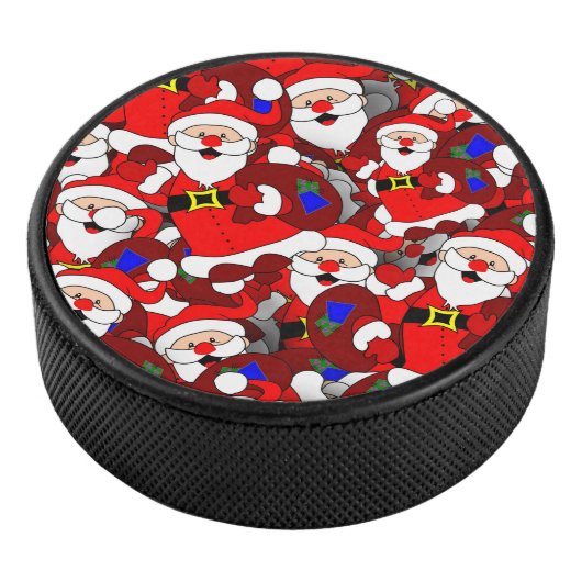 Funny Kerstmis Modern Whimsical Santa Collage Hockey Puck (3/4)