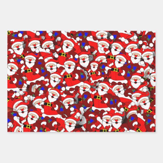 Funny Kerstmis Modern Whimsical Santa Collage Inpakpapier Vel (Voorkant)
