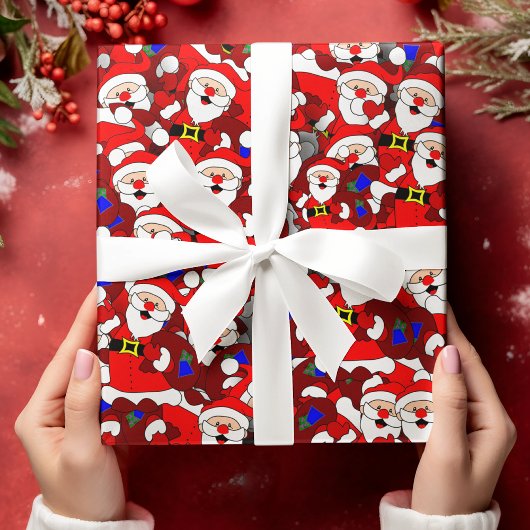 Funny Kerstmis Modern Whimsical Santa Collage Inpakpapier Vel