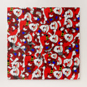 Funny Kerstmis Modern Whimsical Santa Collage Legpuzzel (Horizontaal)