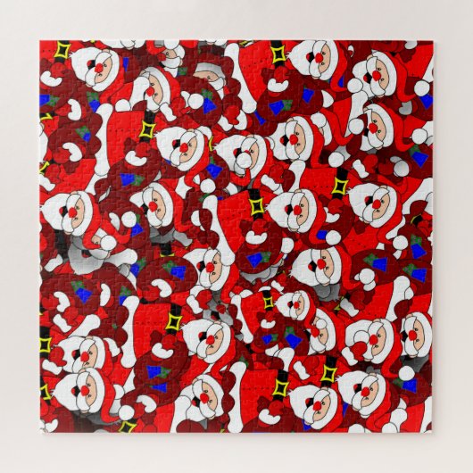 Funny Kerstmis Modern Whimsical Santa Collage Legpuzzel (Horizontaal)