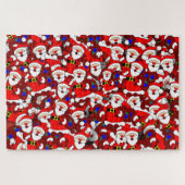 Funny Kerstmis Modern Whimsical Santa Collage Legpuzzel (Horizontaal)