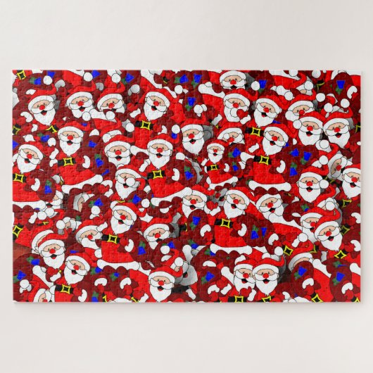 Funny Kerstmis Modern Whimsical Santa Collage Legpuzzel (Horizontaal)