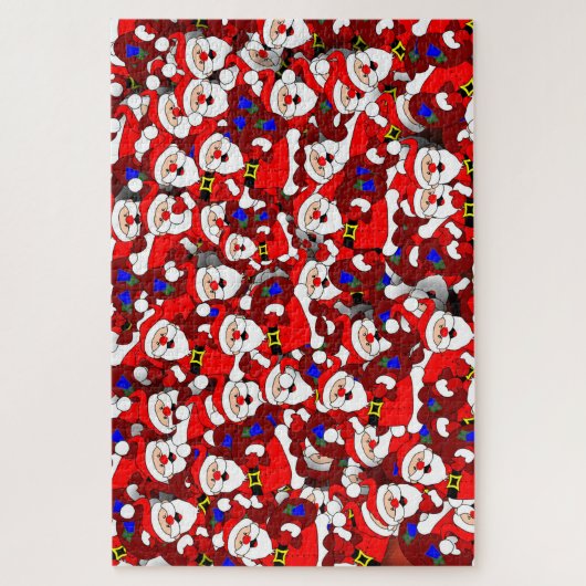 Funny Kerstmis Modern Whimsical Santa Collage Legpuzzel (Verticaal)