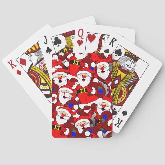 Funny Kerstmis Modern Whimsical Santa Collage Pokerkaarten (Achterkant)