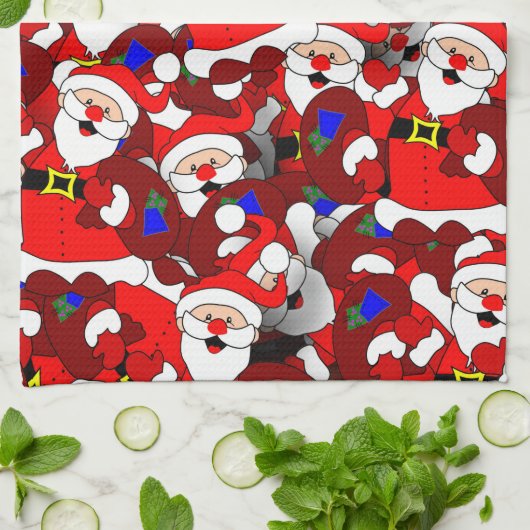 Funny Kerstmis Modern Whimsical Santa Collage Theedoek (Gevouwen)