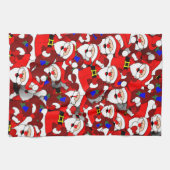 Funny Kerstmis Modern Whimsical Santa Collage Theedoek (Horizontaal)