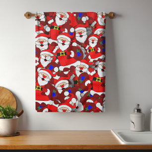 Funny Kerstmis Modern Whimsical Santa Collage Theedoek