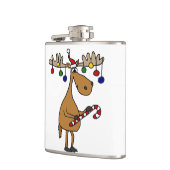 Funny Kerstmis Moose met versieringen Heupfles (Links)