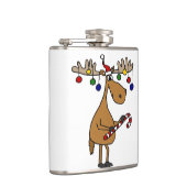 Funny Kerstmis Moose met versieringen Heupfles (Rechts)