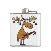 Funny Kerstmis Moose met versieringen Heupfles (Achterkant)