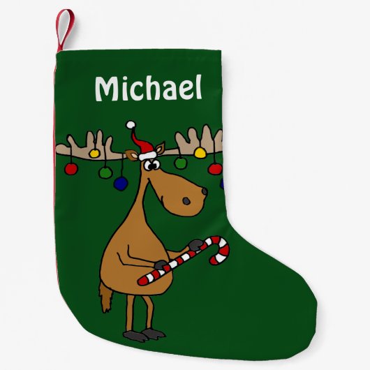 Funny Kerstmis Moose Stocking Kleine Kerstsok (Voorkant)