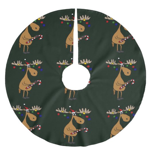 Funny Kerstmis Moose Tree Skirt Kerstboom Rok (Voorkant)